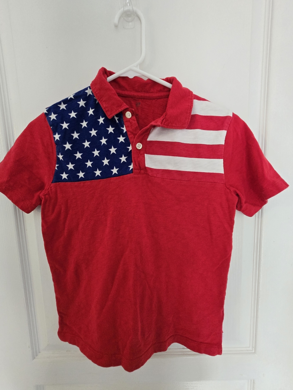 Boys Gap Size L Red American Flag Polo Shirt